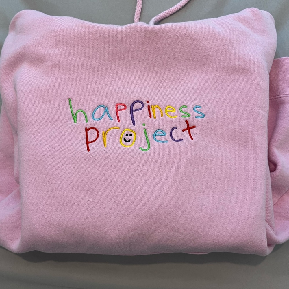 HAPPINESS PROJECT pink original hoodie, size small